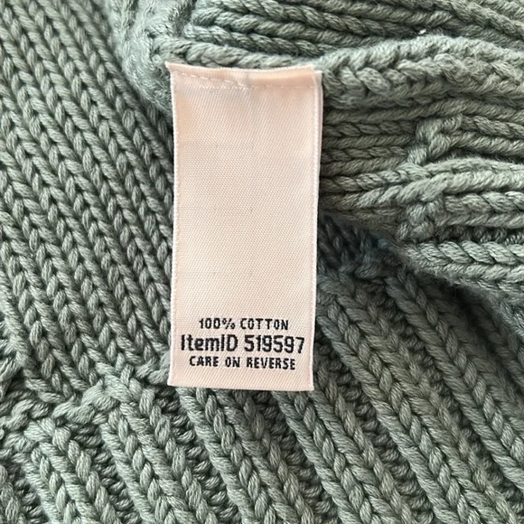 L.L. Bean Double L® Cable Sweater, Button-Front Cardigan - Bay Leaf Green - Picture 6 of 7